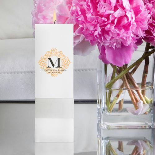 Personalized Fresh Floral Unity Candle ¿ Square Pillar