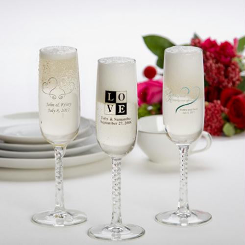 Destination Champagne Flute Wedding Favor