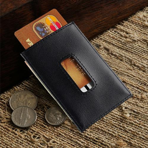 Personalized Leather Money Clip-Credit Card Holder