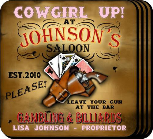 Cowgirl Saloon Coaster Set