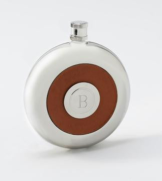 Personalized Oxford Round Leather Flask w-Shot