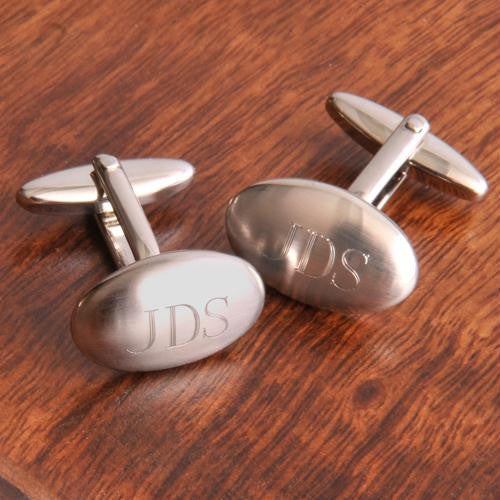 Pesronalized Oval Brushed Cufflinks