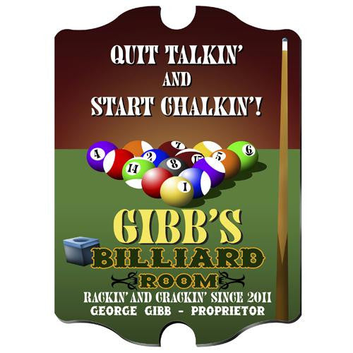 Vintage Personalized Billiards Sign