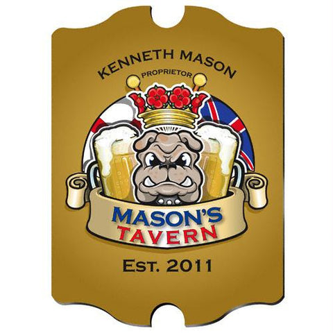 Vintage Personalized English Bulldog Pub Sign