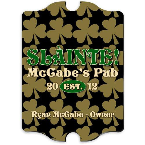 Vintage Personalized Field of Clover Pub Sign