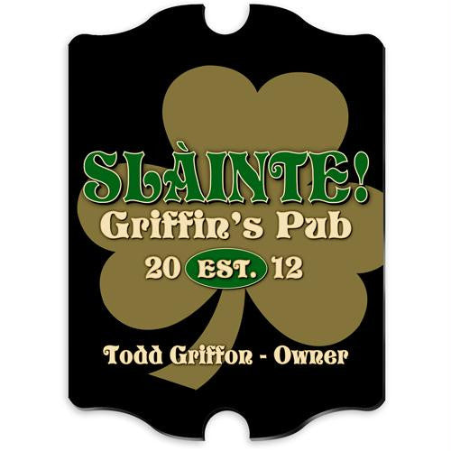 Vintage Personalized Gold Clover Pub Sign