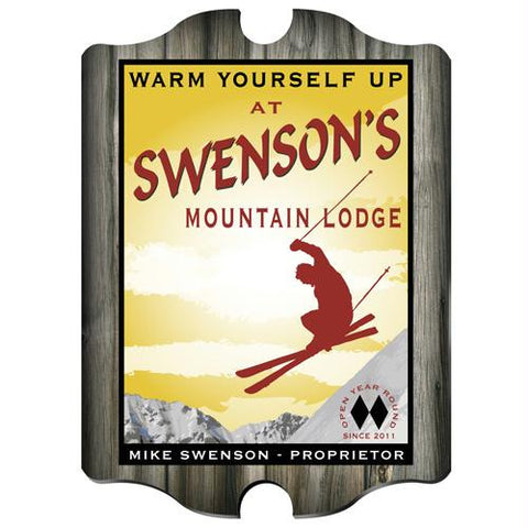 Vintage Personalized Ski Lodge Pub Sign