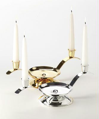 Gold Unity Candle Stand with White Tapers