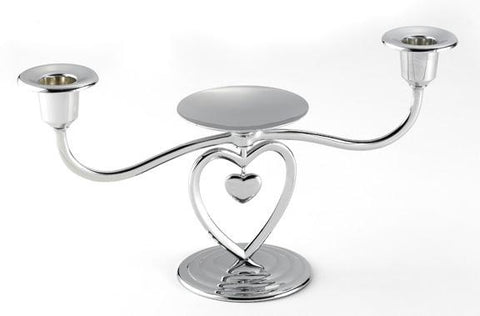 Silver Heart Unity Candle Stand with Tapers