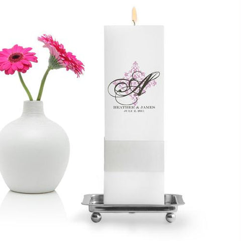 Personalized Perfect Panache Unity Candle with Stand - Square Pillar