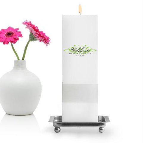 Personalized Charming Elegance Unity Candle with Stand - Square Pillar