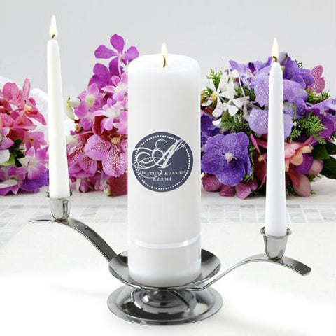 Personalized Magical Monogram Unity Candle Set - Round Pillar
