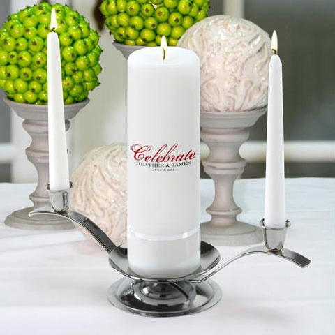 Personalized Celebration Unity Candle Set ¿ Round Pillar
