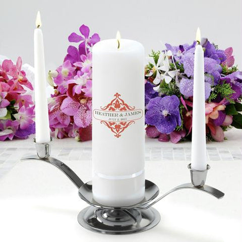 Personalized Classic Charm Unity Candle Set - Round Pillar