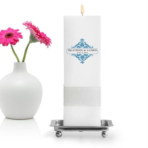 Personalized Classic Charm Unity Candle with Stand - Square Pillar