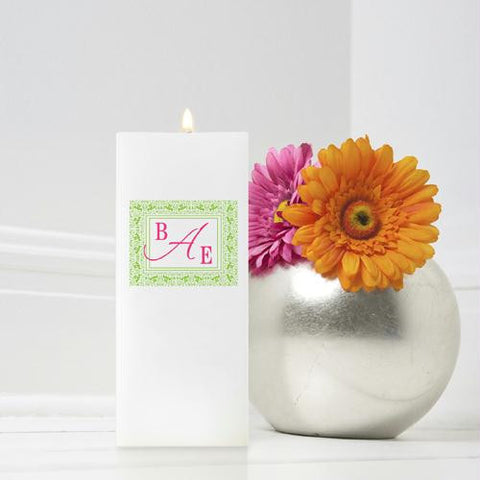 Personalized Square Damask Monogram Friendship Candle