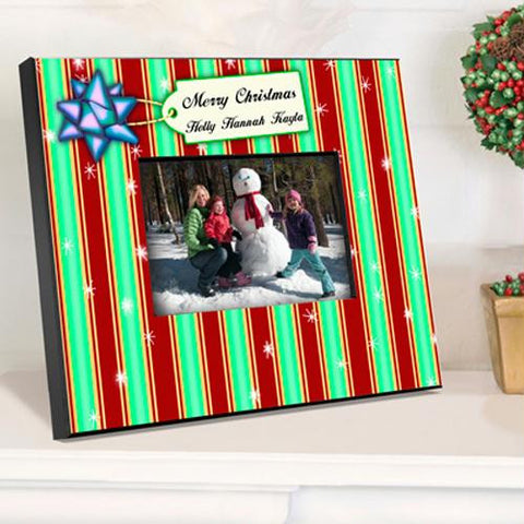 Personalized Stripes Christmas Picture Frame