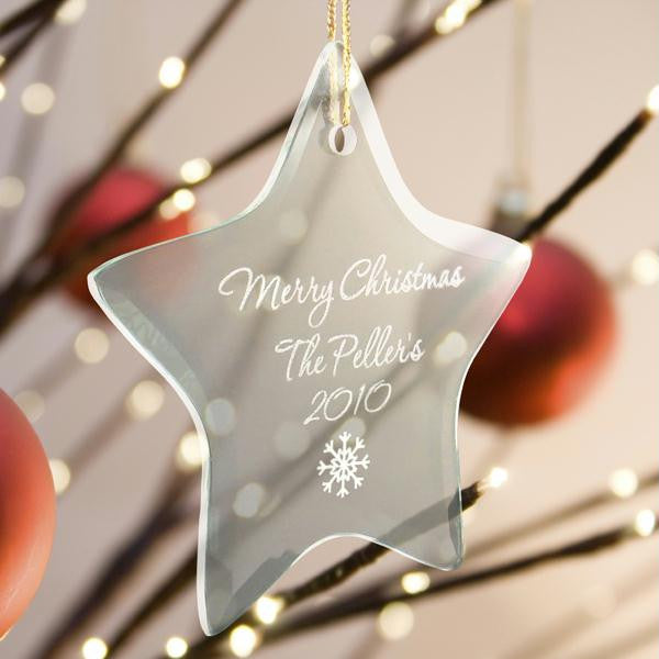 Personalized Star Glass Christmas Ornament