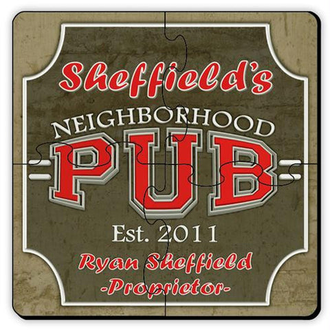 Neighborhood Pub Coaster Puzzle Set