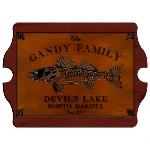 Personalized Walleye Vintage Cabin Sign