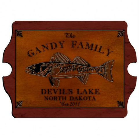 Personalized Walleye Vintage Cabin Sign