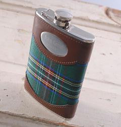 Personalized Green Plaid 8 OZ Flask