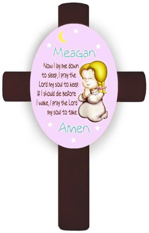 Personalized Girl's Bedtime Prayer Cross - Blonde