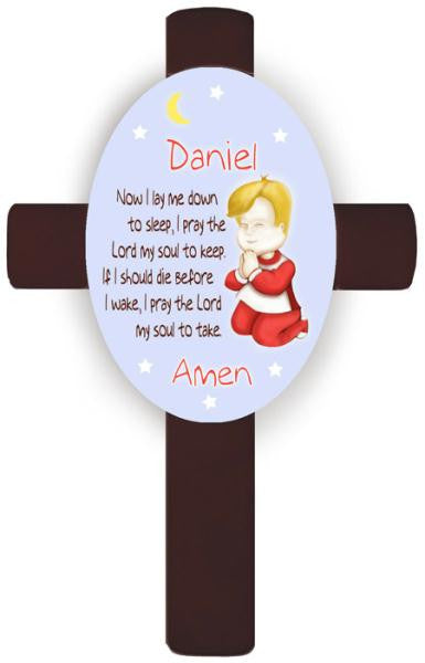 Personalized Boy's Bedtime Prayer Cross - Blond