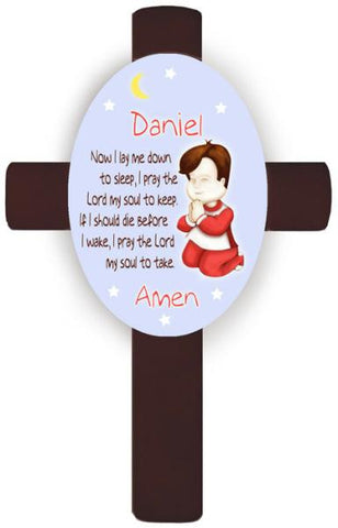 Personalized Boy's Bedtime Prayer Cross - Brunette