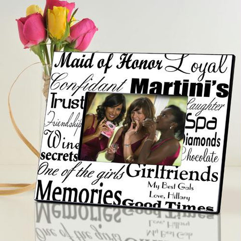 Black on White Maid of Honor Picture Frame