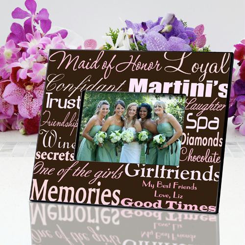 Pink on Brown Maid of Honor Picture Frame