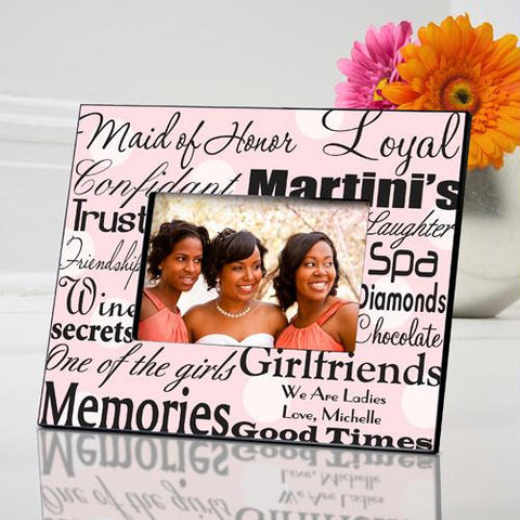 Polka Dots on Pink Maid of Honor Picture Frame