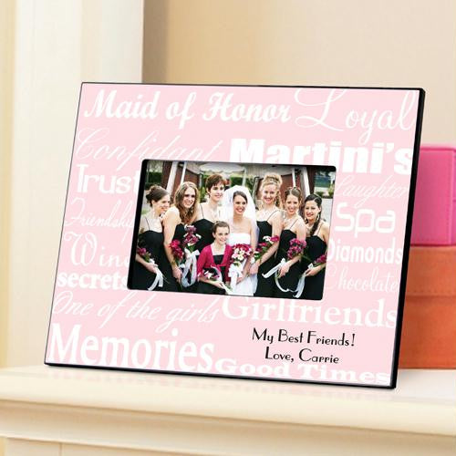 White on Pink Maid of Honor Picture Frame