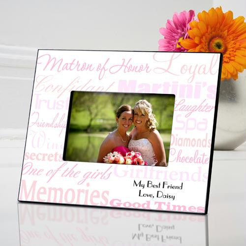 Shades of Pink on White Matron of Honor Picture Frame