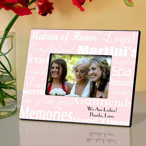 White on Pink Matron of Honor Picture Frame