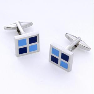 Dashing Blue Square Cufflinks with Personalized Case