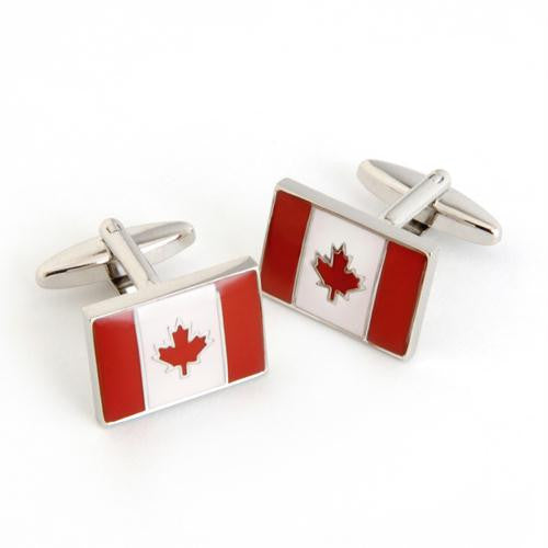 Dashing Canadian Flag Cufflinks with Personalized Case