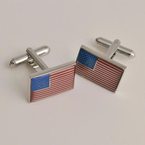 Dashing American Flag Cufflinks with Personalized Case