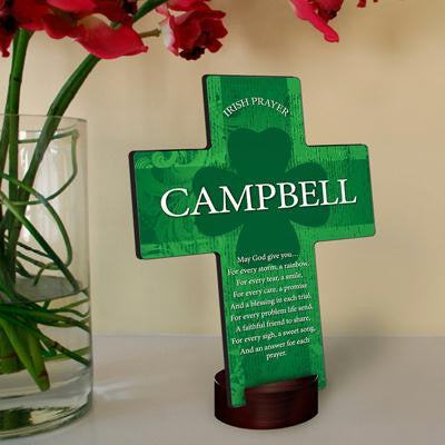 Personalized Irish Blessing Shamrock Cross