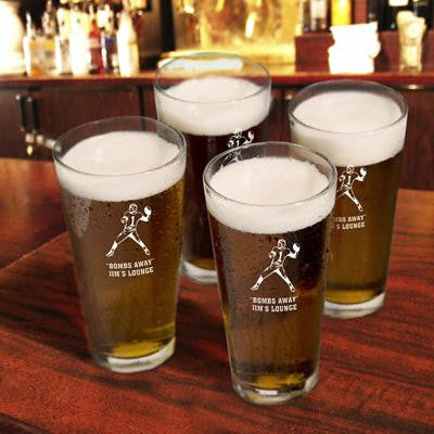 Personalized Set of 4 Sports Icon Pint Glasses