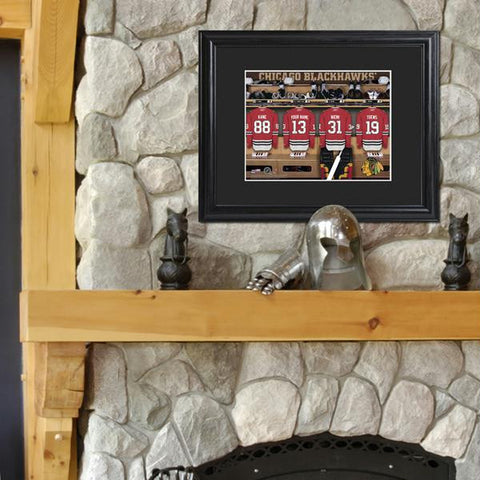 Personalized NHL Locker Room Print with Wood Frame