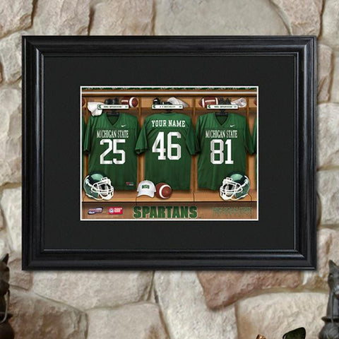 Personalized College Football Locker Room Print with Wood Frame