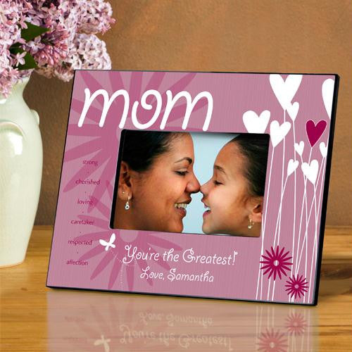 Mom Hearts and Flowers Picture Frame