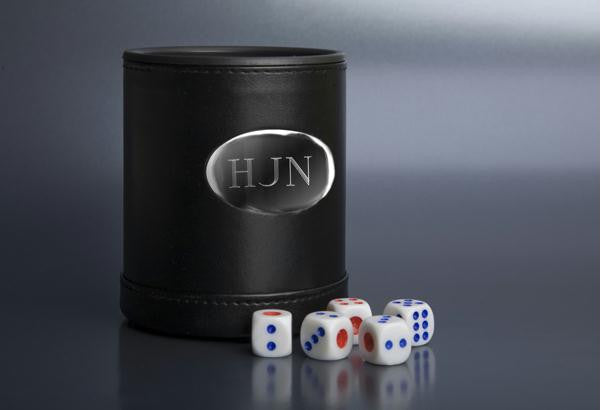 Personalized High Rollers Leather Dice Cup