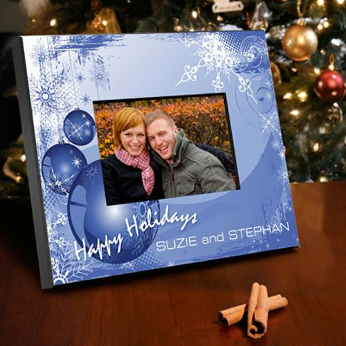 Personalized Blue Christmas Picture Frame