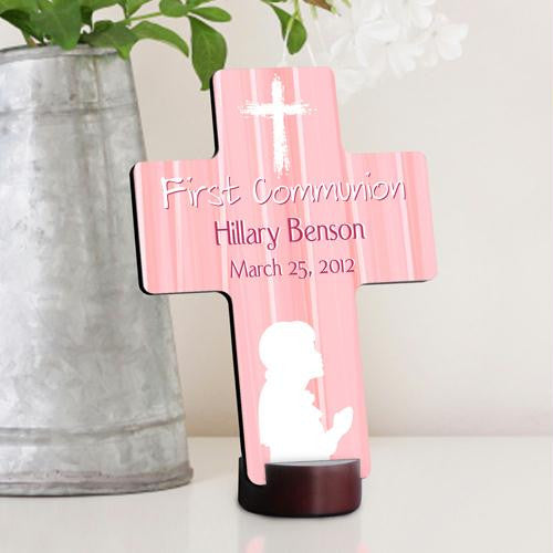 Hear My Prayer - Pink First Communion Cross