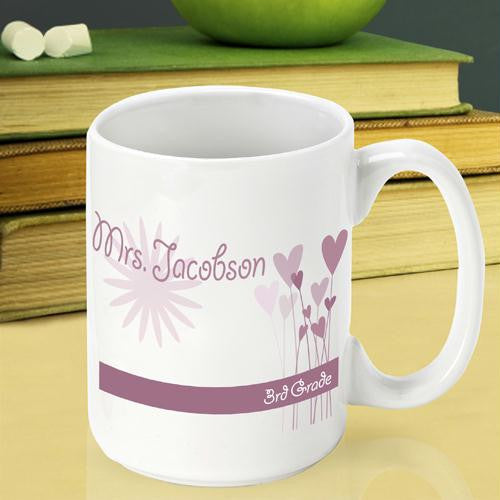 Hearts and Flowers Teacher Coffee Mug