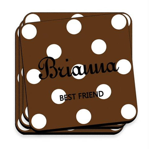 Cocoa Personalized Polka Dot Coaster Set