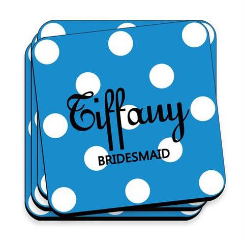 Sapphire Personalized Polka Dot Coaster Set