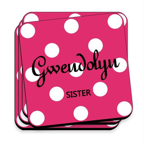 Tutti Fruitti Personalized Polka Dot Coaster Set